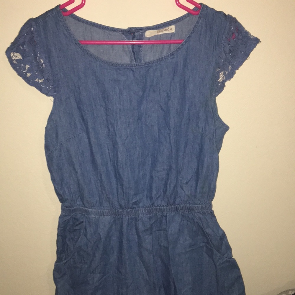 faux denim dress with button up back
